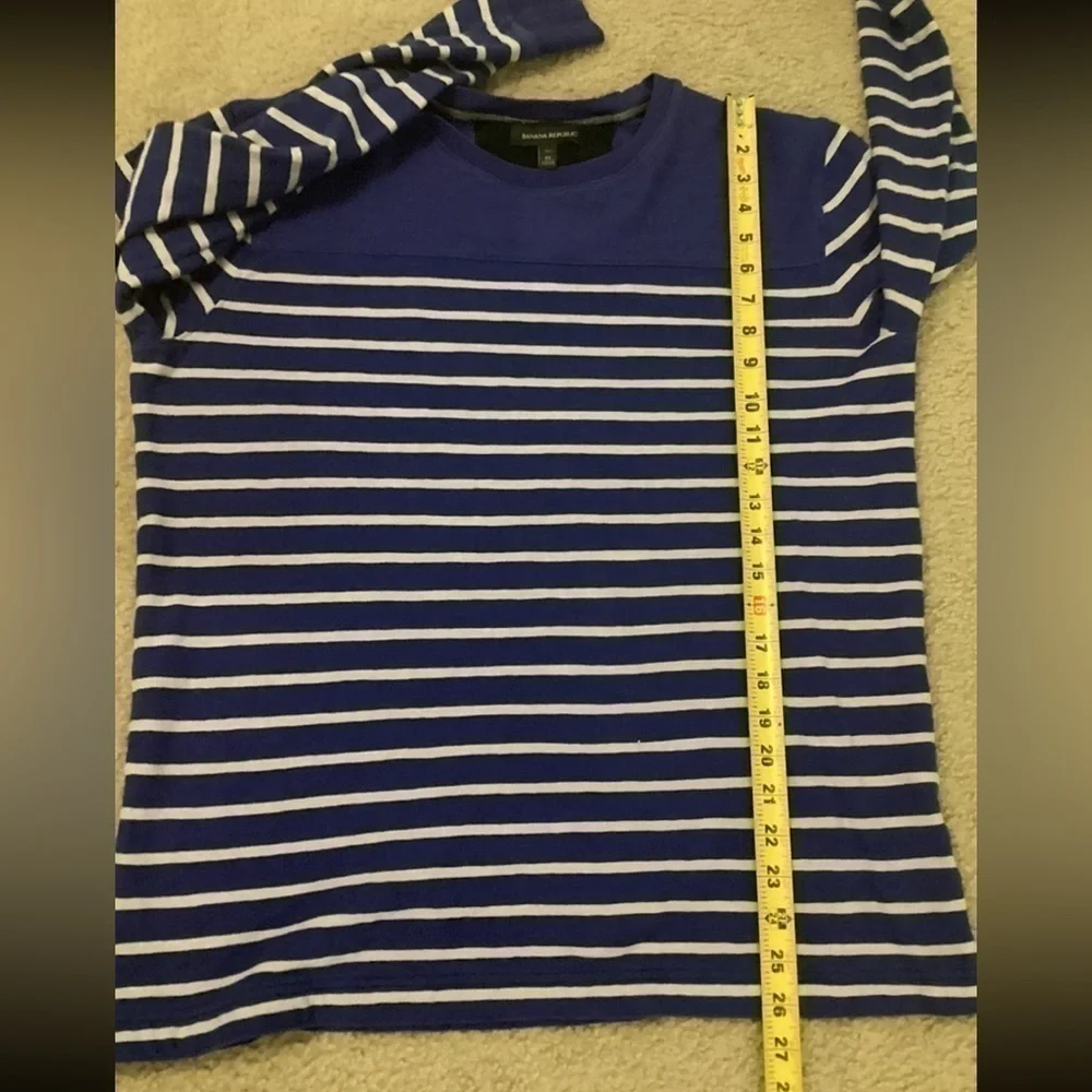 Banana Republic Men’s XL Tall Royal Blue Cream 100% Cotton Striped Sweater EUC